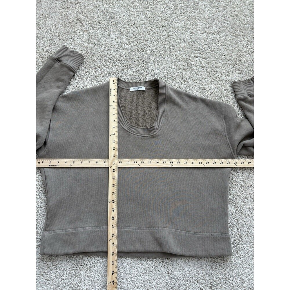 Perfectwhitetee Janie Taupe U-Neck Sweatshirt Large 100% Cotton Slouchy Relaxed - Picture 7 of 8